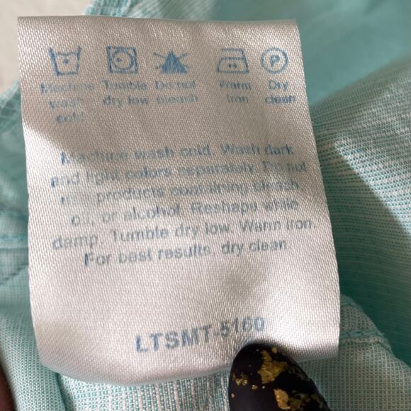 Men’s Buckle Level Ten Turquoise Blue Casual Short Sleeve Button Shirt Medium - Picture 7 of 8